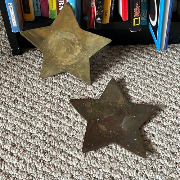 No Brand Other - Brass stars candle holder / set of 2 gold brass stars celestial decor